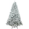 7ft Pvc Mixed Flocked White XmasTree Pine Cone Hinged Medium Automatic  Artificial christmas Tree