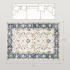 Machine Washable Area Rug 5x7, Non-Slip Boho Floral Print Floor Carpet for Living Room, Bedroom, Dining Room, Blue