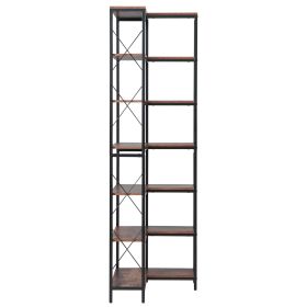 7 Tier Corner Bookshelf, 79" Tall Corner Bookcase with Heavy Duty Metal Frame & Wooden Shelves