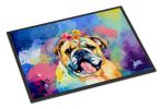 English Bulldog Hippie Dawg Doormat Front Door Mat Indoor Outdoor Rugs for Entryway, Non Slip Washable Low Pile, 24H X 36W
