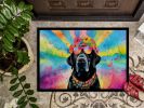 Black Labrador Hippie Dawg Doormat Front Door Mat Indoor Outdoor Rugs for Entryway, Non Slip Washable Low Pile, 24H X 36W