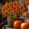 Artificial Autumn Outdoor Flowers, Simulated Chrysanthemums - 12 Bundles of UV-Resistant, Fade-Resistant Artificial Plastic Plants for Garden, Po