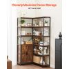 6 Tier Corner Bookshelf, 70" Tall Corner Bookcase with Storage Cabinet, 2 Barn Doors & 10 Storage Shelves