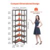 7 Tier Corner Bookshelf, 79" Tall Corner Bookcase with Heavy Duty Metal Frame & Wooden Shelves