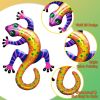1Pc Geckos Inspiration Wall Art, Metal Colorful 3D Iron Hanging Wall Art Decor Ornaments, For Living Room Patio Balcony Fence Home Decor (6*8inch