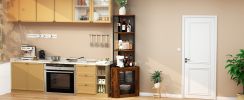 Corner Shelf with Doors, 65" Corner Cabinet & Wine Glass Rack, 6 Tier Bookshelf Display, Freestanding Corner Storage Stand for Kitchen, Living Ro