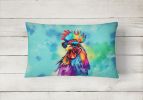 Hippie Animals Throw Pillow Throw Pillow for Indoor Couch Bed Outdoor Patio Washable, Rooster 4040,12Hx16W