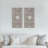 2 PCS Botanical Panel Distressed Carved Wood Wall Decor Set