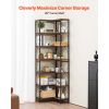 7 Tier Corner Bookshelf, 79" Tall Corner Bookcase with Heavy Duty Metal Frame & Wooden Shelves