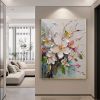 Hand Painted Oil Painting Abstract Original Flower Oil Painting On Canvas Large Wall Art Original White Floral Painting Floral Custom Painting Li