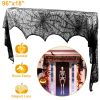 Halloween Fireplace Mantle Scarf - 96x18 Inch Black Lace Scarf with Spider Web, Bat & Spider Design, Lightweight Durable - Ideal for Haunted Hous