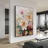 Hand Painted Oil Painting Abstract Blooming Flower Oil Painting Large Wall Art Original Knife Floral Painting Textured Wall Art Boho Art Modern L