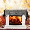 Halloween Fireplace Mantle Scarf - 96x18 Inch Black Lace Scarf with Spider Web, Bat & Spider Design, Lightweight Durable - Ideal for Haunted Hous